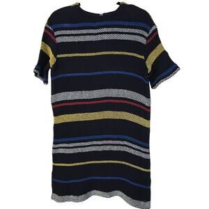 Tommy Hilfiger Dress Women's 6 Navy Primary Stripe Textured Beach Coastal READ